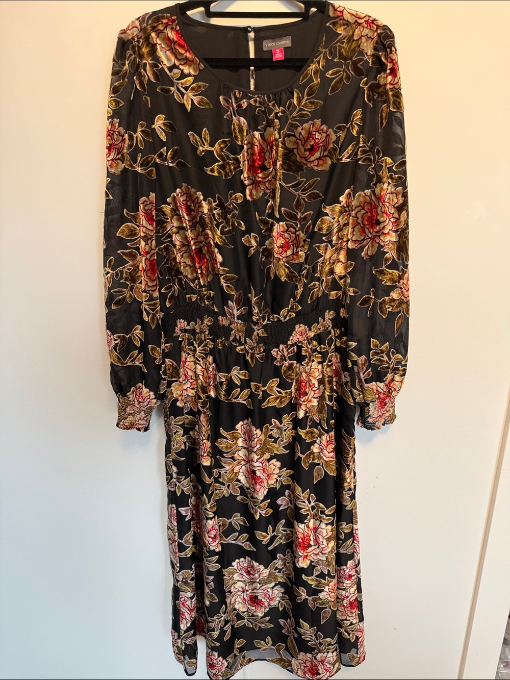 Vince Camuto NWT Floral Velvet Velour Maxi Dress Size m